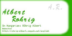 albert rohrig business card